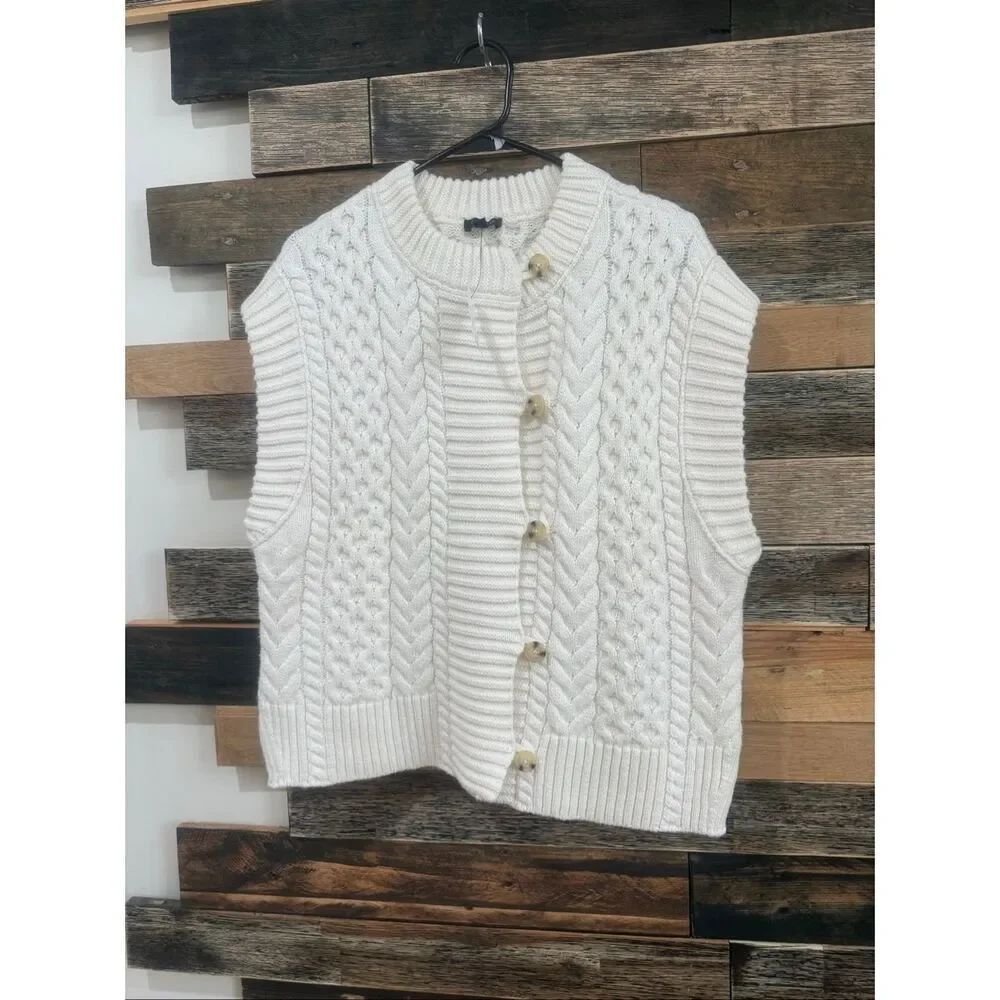 Talbots NWT cream cardigan vest size Medium